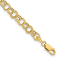 10k 6mm Hollow Double Link 8 inch Charm Bracelet