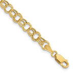 10k 6mm Hollow Double Link 8 inch Charm Bracelet