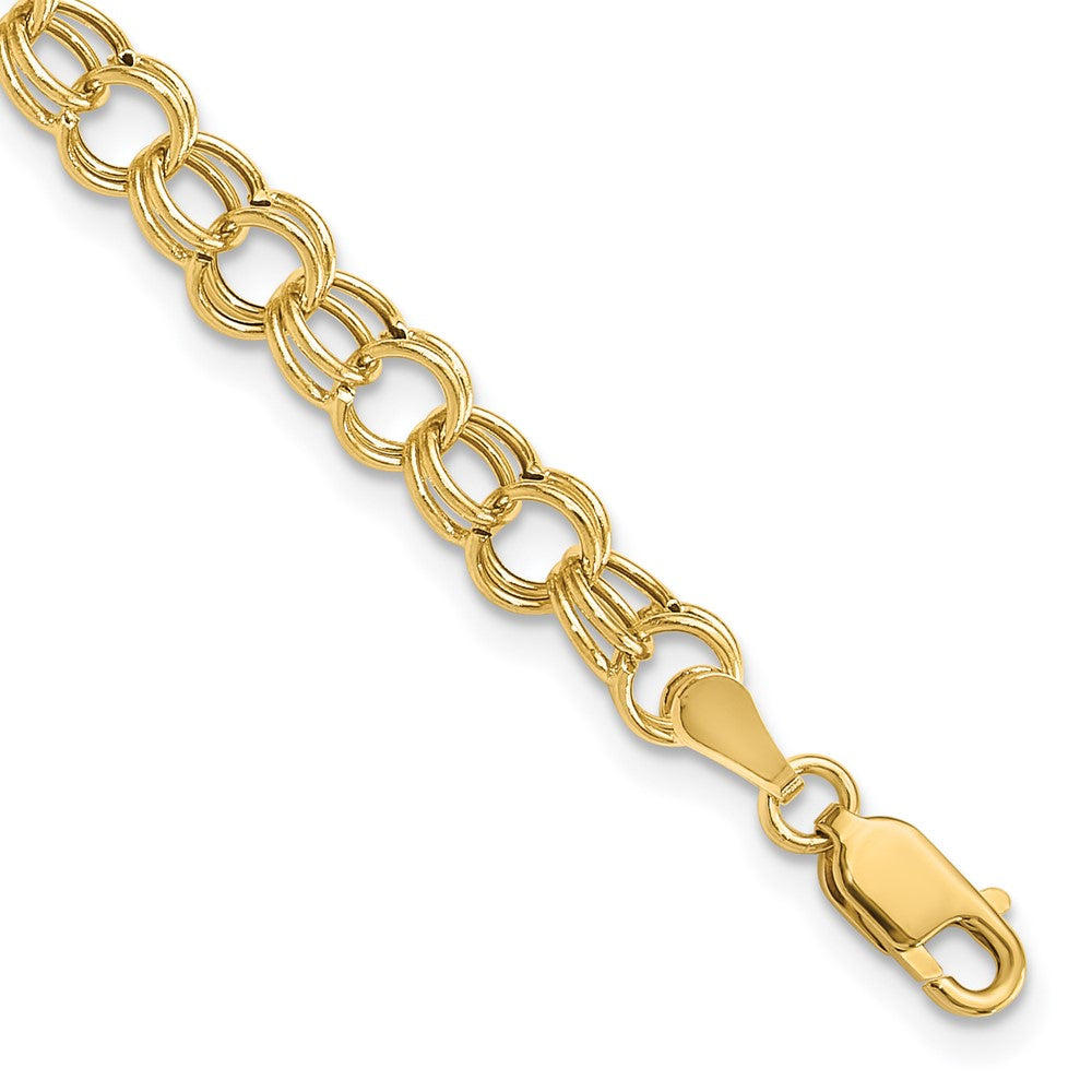 10k 6mm Hollow Double Link 7 inch Charm Bracelet