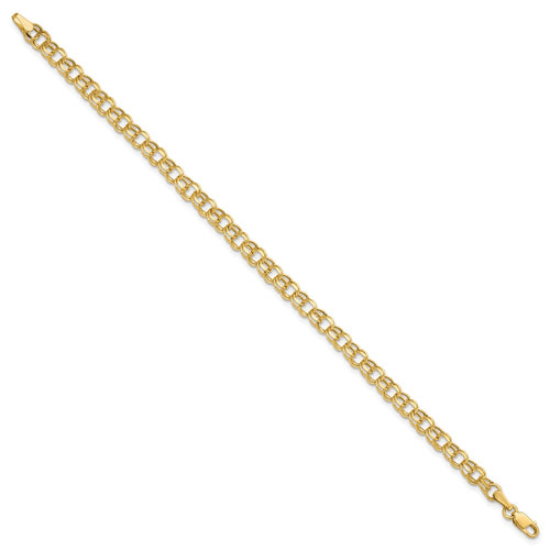 10k 4.5mm Hollow Diamond-cut Double Link 7 inch Charm Bracelet