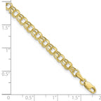 10k 4.5mm Hollow Diamond-cut Double Link 8 inch Charm Bracelet