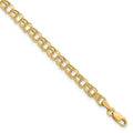 10k 4.5mm Hollow Diamond-cut Double Link 8 inch Charm Bracelet