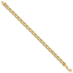 10k 5mm Hollow Diamond-cut Double Link 8 inch Charm Bracelet