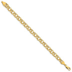 10k 6.5mm Hollow Diamond-cut Double Link 8 inch Charm Bracelet