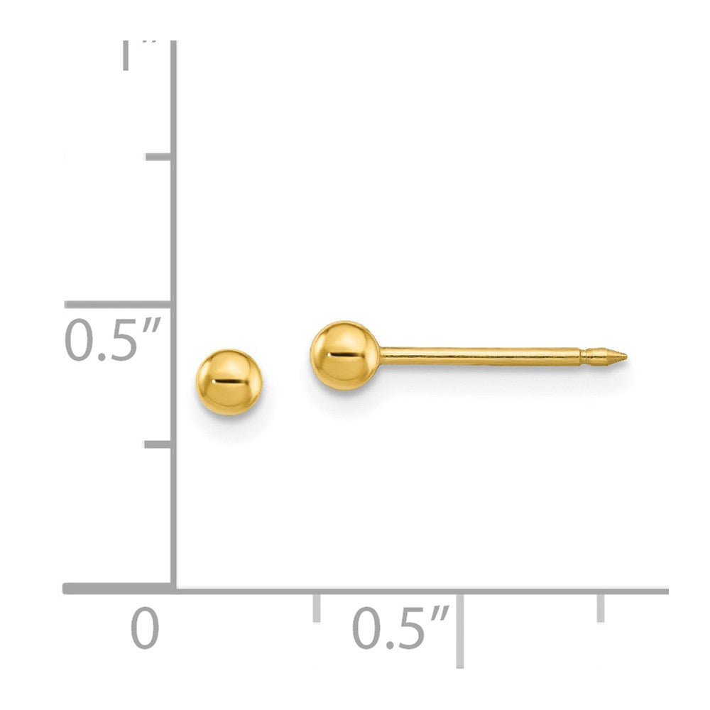 Inverness Stainless Steel 24K Gold-plated 3mm Ball Post Piercing Earrings