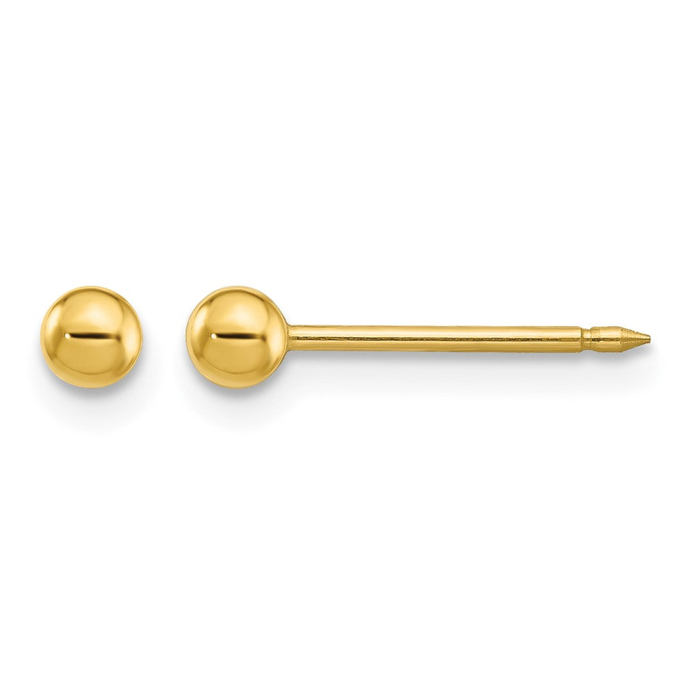 Inverness Stainless Steel 24K Gold-plated 3mm Ball Post Piercing Earrings