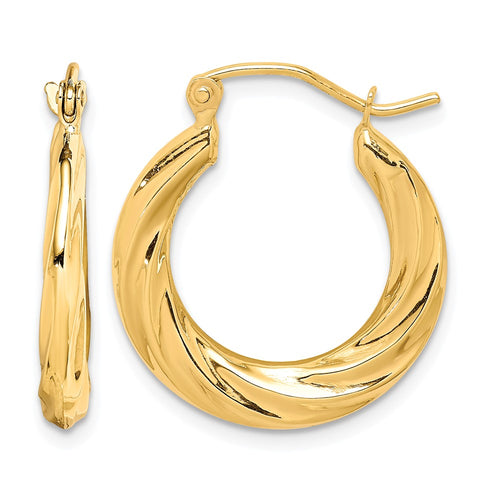 10k Fancy Small Hoop Earrings