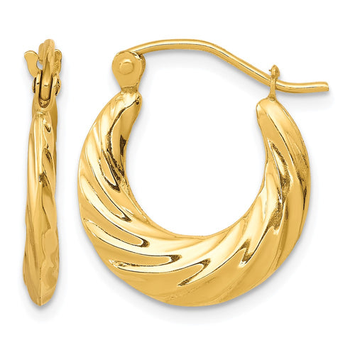 10k Fancy Small Hoop Earrings