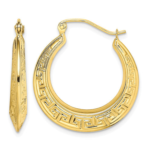 10k Polished Hollow Greek Key Earrings