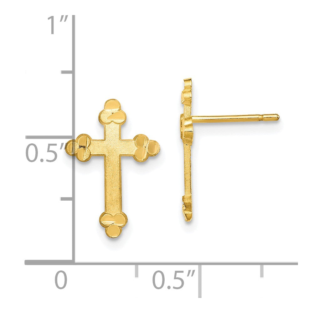 10k Budded Cross Post Earrings