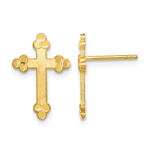 10k Budded Cross Post Earrings