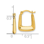 10K Hollow Squared Hollow Hoop Earrings