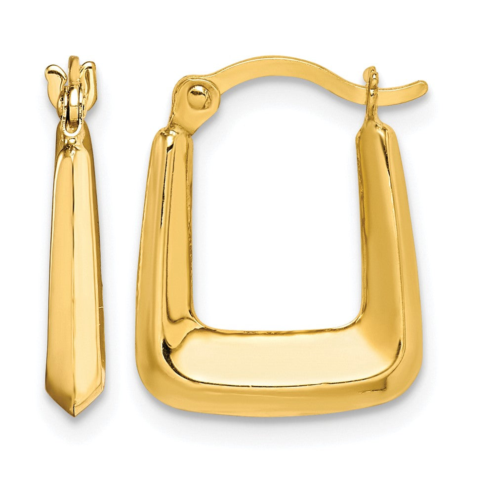 10K Hollow Squared Hollow Hoop Earrings