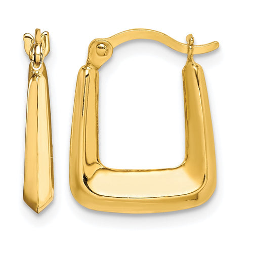 10K Hollow Squared Hollow Hoop Earrings