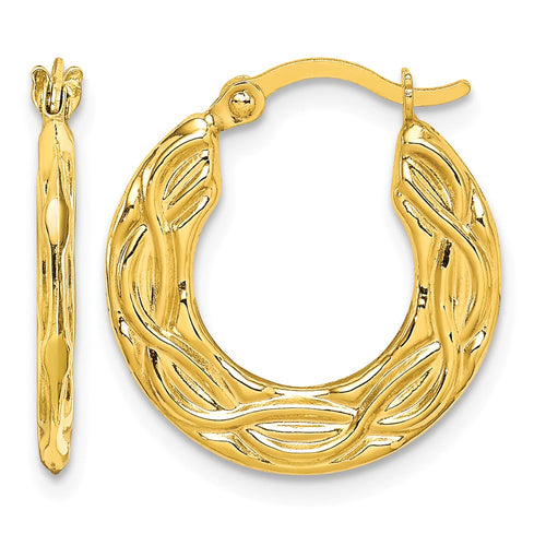 10k Patterned Hollow Hoop Earrings