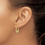 10K and White Rhodium Claddagh Hollow Hoop Earrings