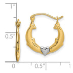 10K and White Rhodium Dolphin Heart Hollow Hoop Earrings