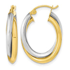 10k Two-tone Polished Double Oval Hoop Earrings