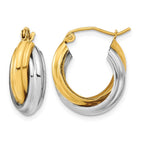 10k Two-tone Polished Double Hoop Earrings