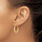 10k Polished & Diamond Cut Hoop Earrings