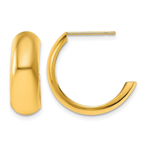 10k Polished 6.5mm J-Hoop Earrings