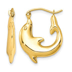 10k Polished Dolphin Hoop Earrings