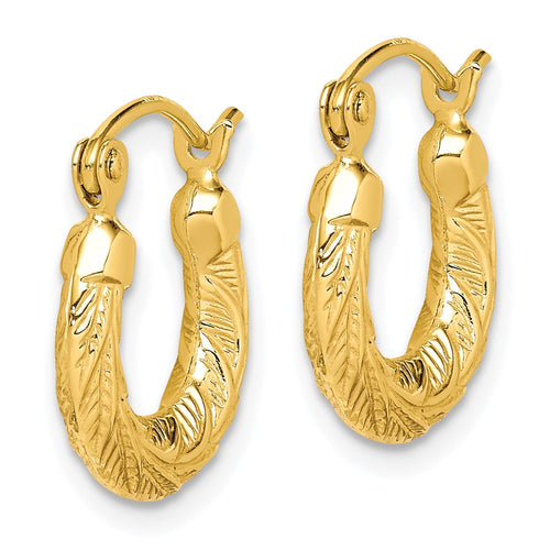 10k Fancy Small Hoop Earrings