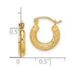 10k Fancy Small Hoop Earrings