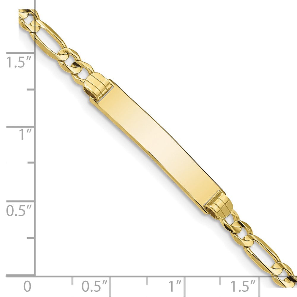 10k Polished Solid Chain/Solid Plate Figaro Link 25x5mm Plate ID Bracelet