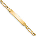 10k Polished Solid Chain/Solid Plate Figaro Link 25x5mm Plate ID Bracelet