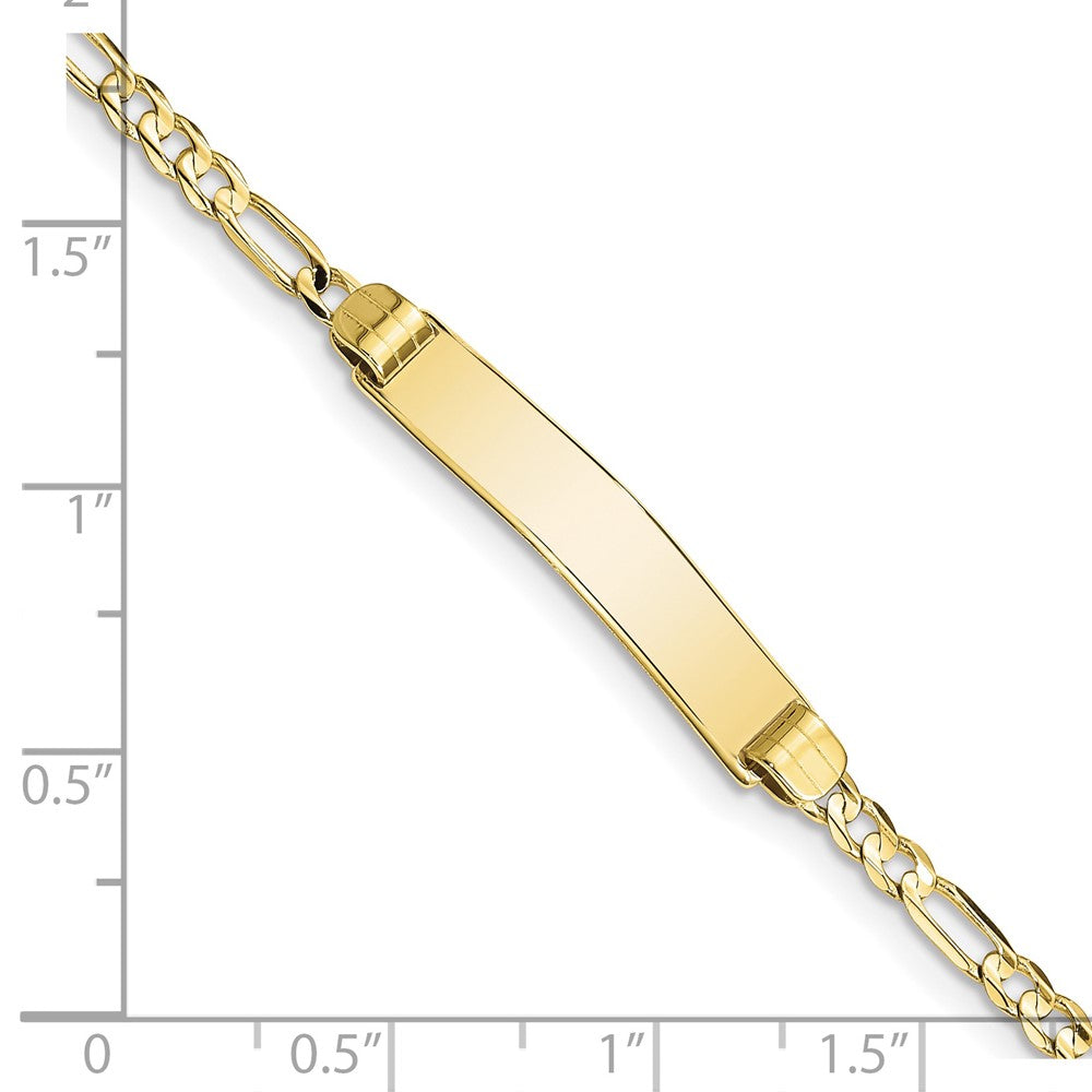 10k Polished Solid Chain/Solid Plate Figaro Link 25x5mm Plate ID Bracelet