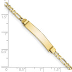 10k Polished Solid Chain/Solid Plate Figaro Link 25x5mm Plate ID Bracelet