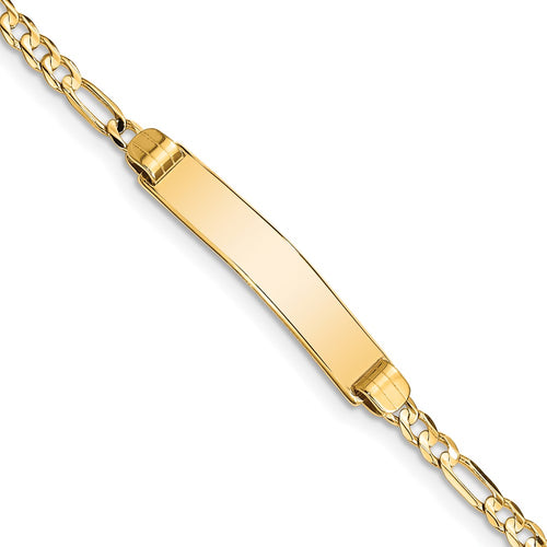 10k Polished Solid Chain/Solid Plate Figaro Link 25x5mm Plate ID Bracelet