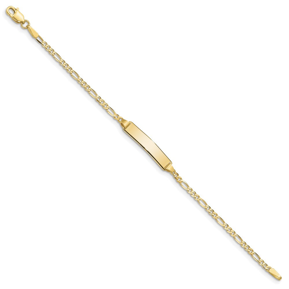 10k Solid Chain/Solid Plate Figaro Link 19.5x4mm Plate 5.5 inch Baby/Child ID Bracelet