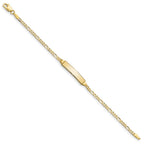 10k Solid Chain/Solid Plate Figaro Link 19.5x4mm Plate 5.5 inch Baby/Child ID Bracelet