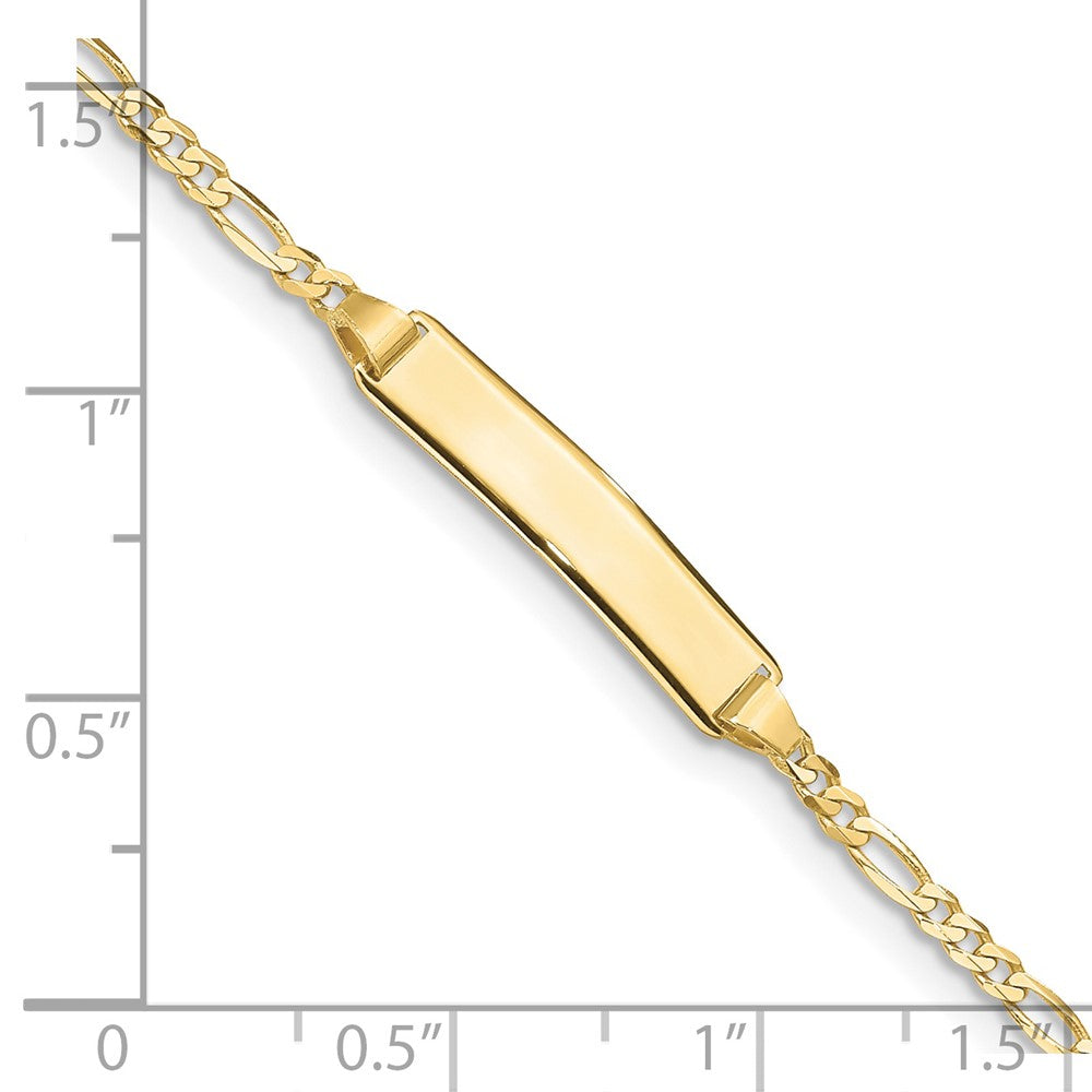 10k Solid Chain/Solid Plate Figaro Link 19.5x4mm Plate 5.5 inch Baby/Child ID Bracelet