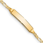 10k Solid Chain/Solid Plate Figaro Link 19.5x4mm Plate 5.5 inch Baby/Child ID Bracelet