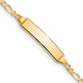 10k Solid Chain/Solid Plate Figaro Link 19.5x4mm Plate 6 inch Baby/Child ID Bracelet