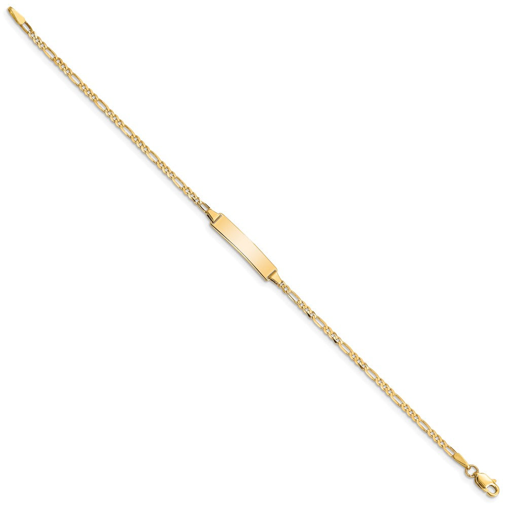 10k Polished Solid Chain/Solid Plate Figaro Link 20x5mm Plate ID Bracelet