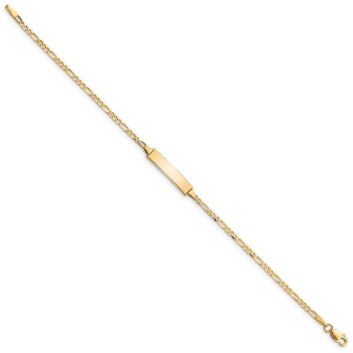 10k Polished Solid Chain/Solid Plate Figaro Link 20x5mm Plate ID Bracelet