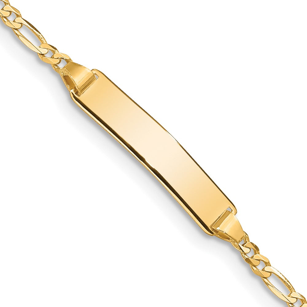 10k Polished Solid Chain/Solid Plate Figaro Link 20x5mm Plate ID Bracelet