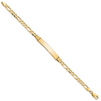 10k Polished Solid Chain/Solid Plate Figaro Link 33x7mm Plate ID Bracelet