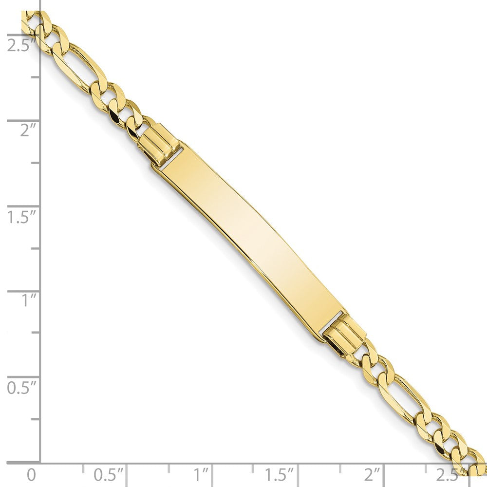 10k Polished Solid Chain/Solid Plate Figaro Link 33x7mm Plate ID Bracelet