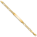 10k Polished Solid Chain/Solid Plate Figaro Link 39x8mm Plate ID Bracelet