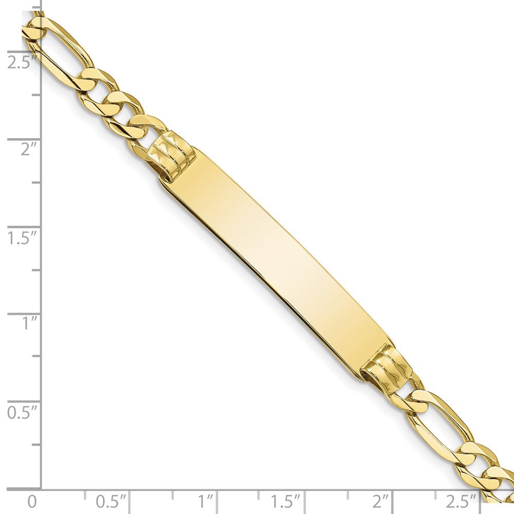 10k Polished Solid Chain/Solid Plate Figaro Link 39x8mm Plate ID Bracelet