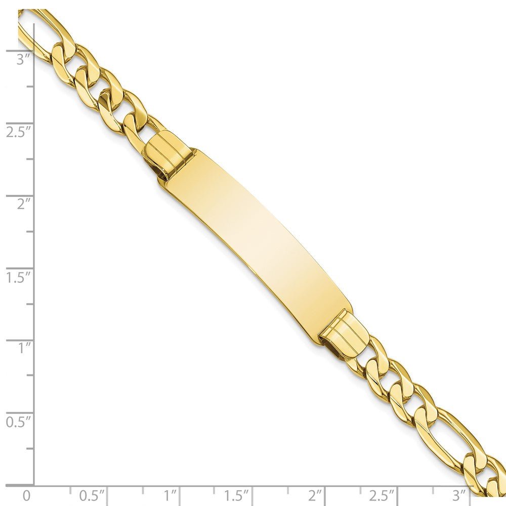 10k Polished Solid Chain/Solid Plate Figaro Link 37x9mm Plate ID Bracelet