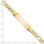 10k Polished Solid Chain/Solid Plate Figaro Link 37x9mm Plate ID Bracelet