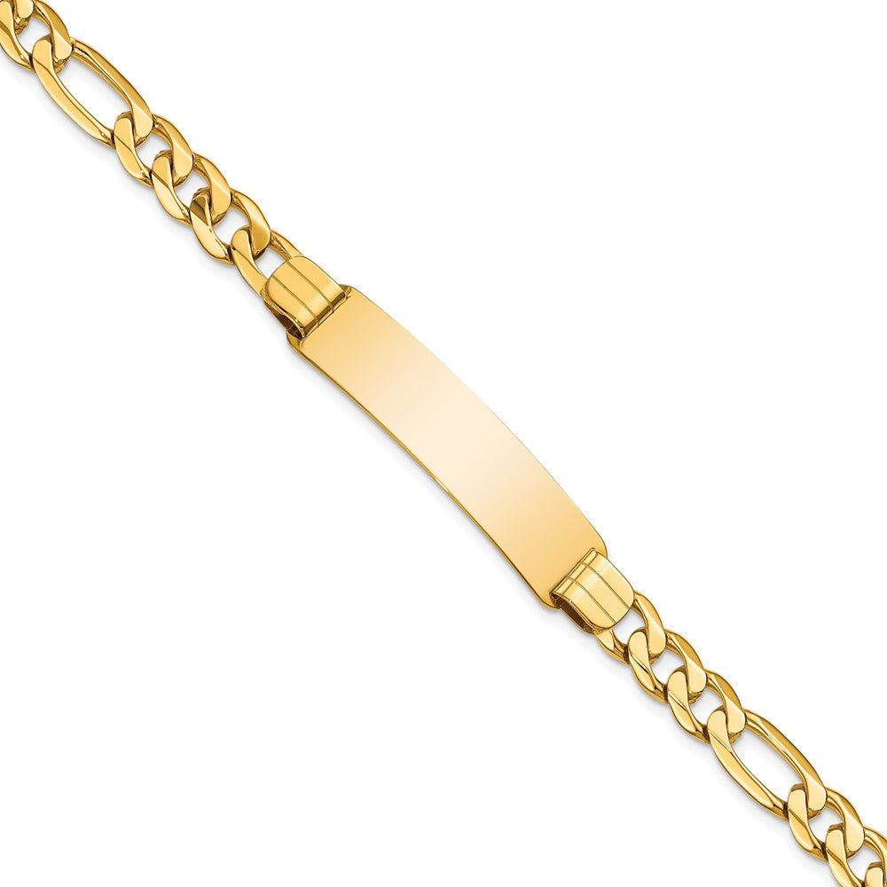 10k Polished Solid Chain/Solid Plate Figaro Link 37x9mm Plate ID Bracelet