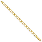 10k 7.4mm Satin and Diamond-cut Fancy Link 8 inch Bracelet