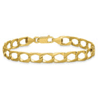 10k 7.4mm Satin and Diamond-cut Fancy Link 8 inch Bracelet
